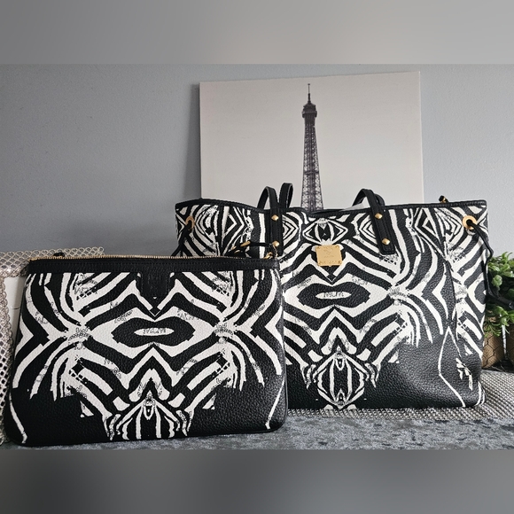 MCM Handbags - MCM Reversible Liz Tote & Pouch | Limited Edition Zebra Print w/Pochette